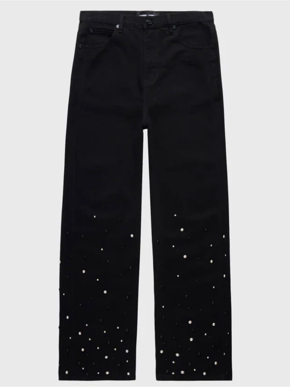 Homme + Femme Pearl Denim Jeans Black Wide Leg Studded Embellished Size 30